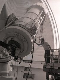 Колотилов на ЗТЭ Колотилов у телескопа ЗТЭ. 1973 год.