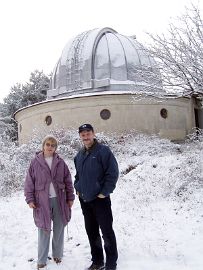 Н.А. Катышева и Г.В. Борисов у башни Zeiss-600
